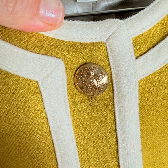 J.Crew Mustard Yellow Wool Trimmed Button Jacket - Picture 6 of 9